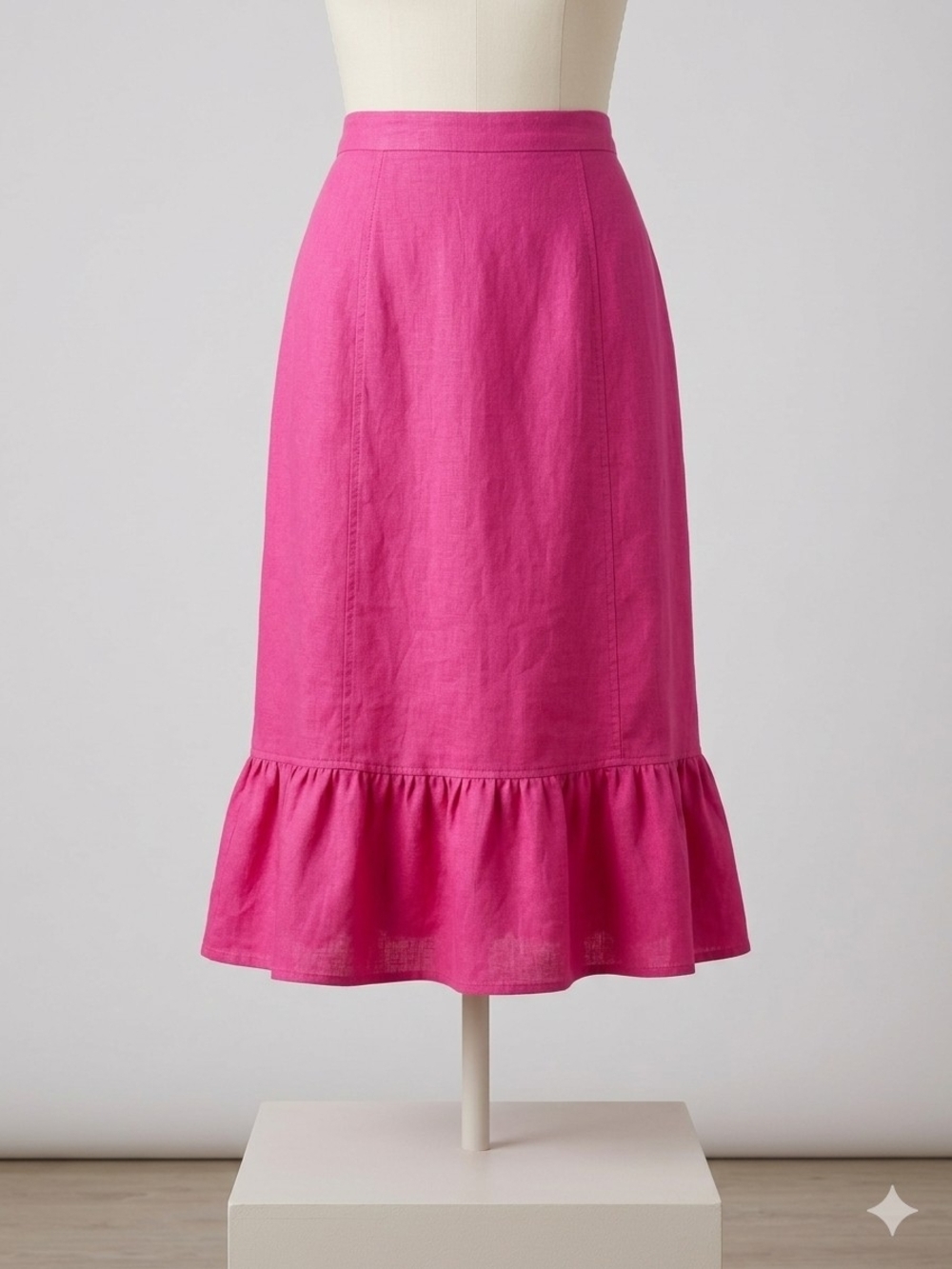 Cynthia Rowley Hot Pink Midi Skirt with Ruffle Hem Size (10) Pre-owned